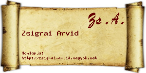 Zsigrai Arvid névjegykártya